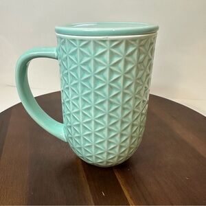 DAVIDsTEA Nordic Mug with Lid – Teal “Forget-Me-Not” Pattern (Retired)